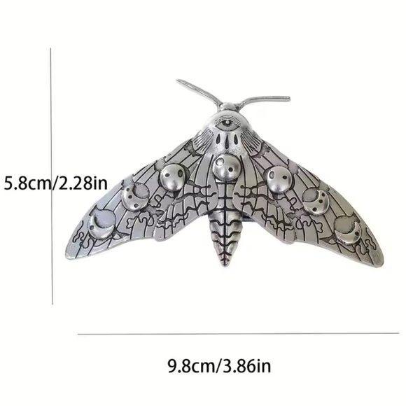 Gothic Silvery Moth Hair Pin - Picture 3 of 5